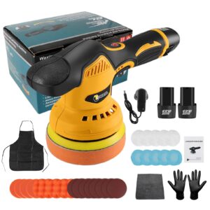 CONENTOOL Cordless Car Buffer Polisher with 2*3.0Ah Batteries- 6 Inch Portable Polishing Waxer Machine Kit 1800-6000 RPM