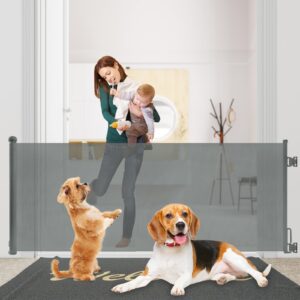 Rainberg Mesh Retractable Stair Gate for Babies and Pets - 150/180cm Wide Opening & 80cm Tall