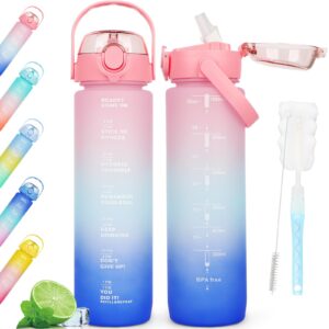 AOPREL 1L Water Bottles BPA Free Sports Drinking Bottle with Straw