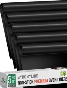 Oven Liners for Bottom Rack of Gas Electric Oven - 5X Non-Stick Teflon Oven Liners - Heavy Duty Reusable Oven Floor Protector Liner (5