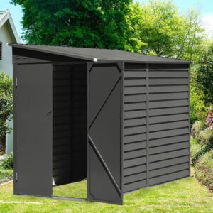 Panana Galvanized Metal Steel Garden Shed Outdoor Bike Storage House Tools Shed Utility Tool Storage L144cm x W 270cm x H 202cm，Can Put 4 Bicycles (C)