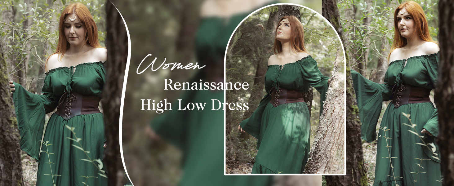 women renaissance high low dress