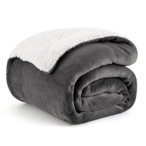 Bedsure Sherpa Fleece Throw Blanket - Fluffy Microfiber Solid Blankets for Bed and Couch Double/Twin Size