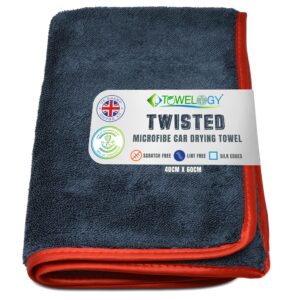 Towelogy X07 Premium Car Cloth Microfibre Twisted Loop Drying Towel Double-Sided XL 60cm x 40cm |1200gsm Superior Absorbency for Streak-free Drying & Detailing (Red)