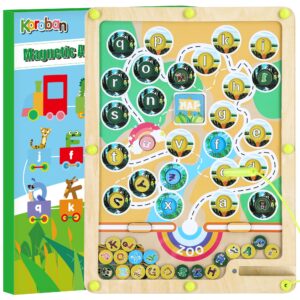 Magnetic Alphabet Maze Board Montessori Toys for 3+ Year Old Wooden Magnet Letters Puzzle ABC Alphabet Learning Toys Fine Motor Skills Toys Gift for 3 4 5 6 Years Old