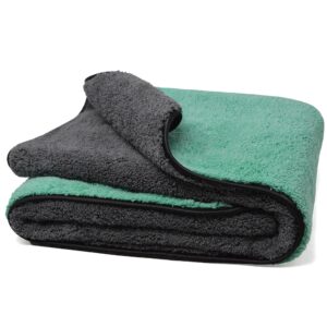 Towelogy CX04 XL Microfibre Car Drying Towel Extra Large 90x60cm - Designed to Dry Vehicles Faster for Cars SUVs RVs and Trucks (Green/Grey