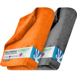 Towelogy X04 Large Car Drying Towel Microfibre Edgeless 550gsm Super Absorbent 60x40cm (24x16in) Lint Free Detailing Cloth (2