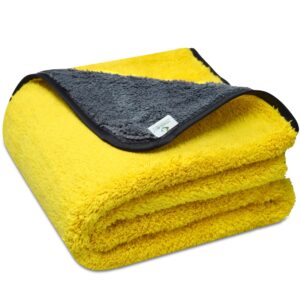 Towelogy Microfibre Car Drying Towel Extra Large 800GSM Dual Sided Super Absorbent Soft Detailing Car Cloths (Yellow