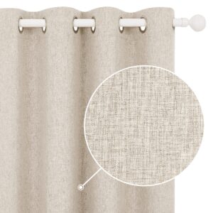Deconovo 100% Blackout Curtains Faux Linen Thermal Insulated Curtains for Summer