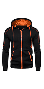 Mens Hoodie Zip up Hooded Sweatshirts Casual Pullover Long Sleeve Fleece Jacket with Zipper Pocket