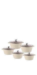 casserole cream, stockpot cream, cookware set cream, beige cookware, white cookware