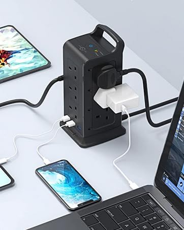 surge protected extension lead 8 way plug extension 2m extension cable power strip surge protection