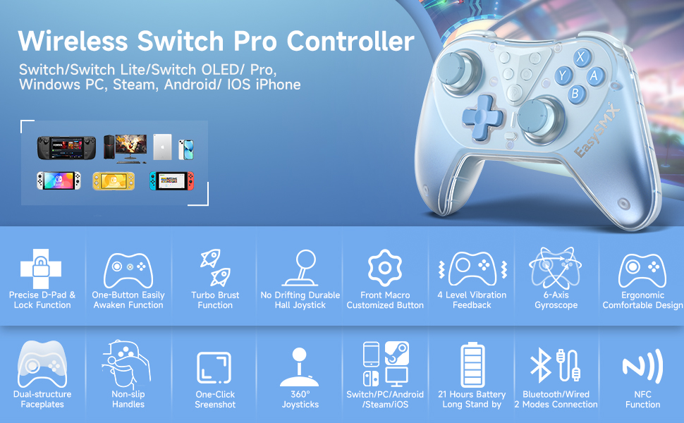 Switch Controller FOR Switch, Wireless Bluetooth Pro Controller,