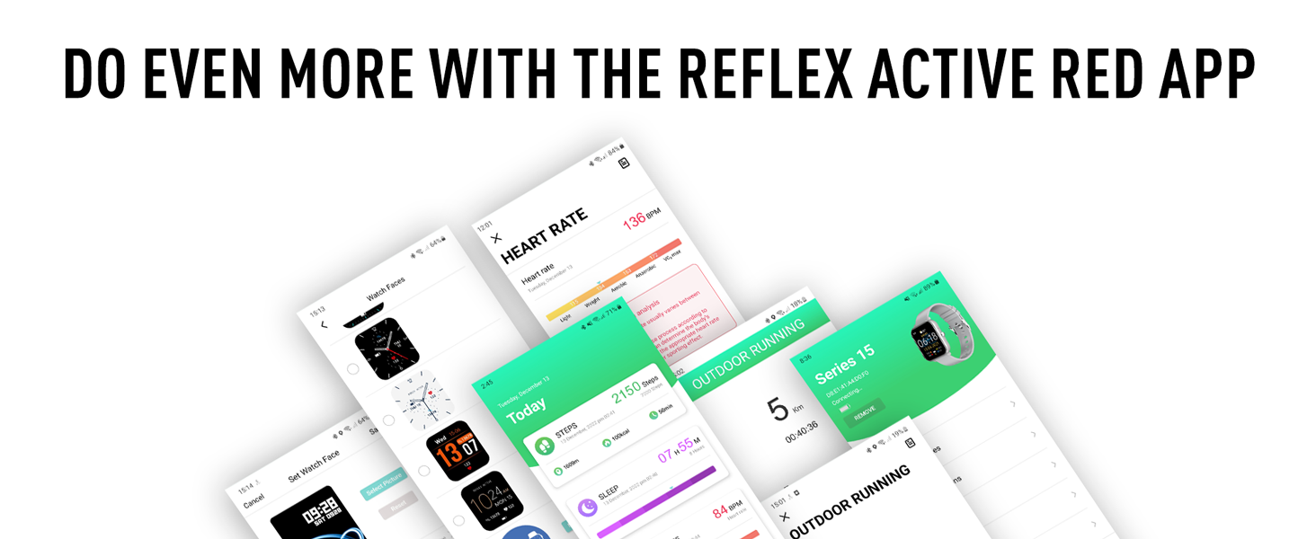 Reflex Active Red app Screens