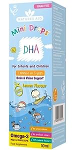 natures aid mini drops dha omega 3 for children, dha drops for babies