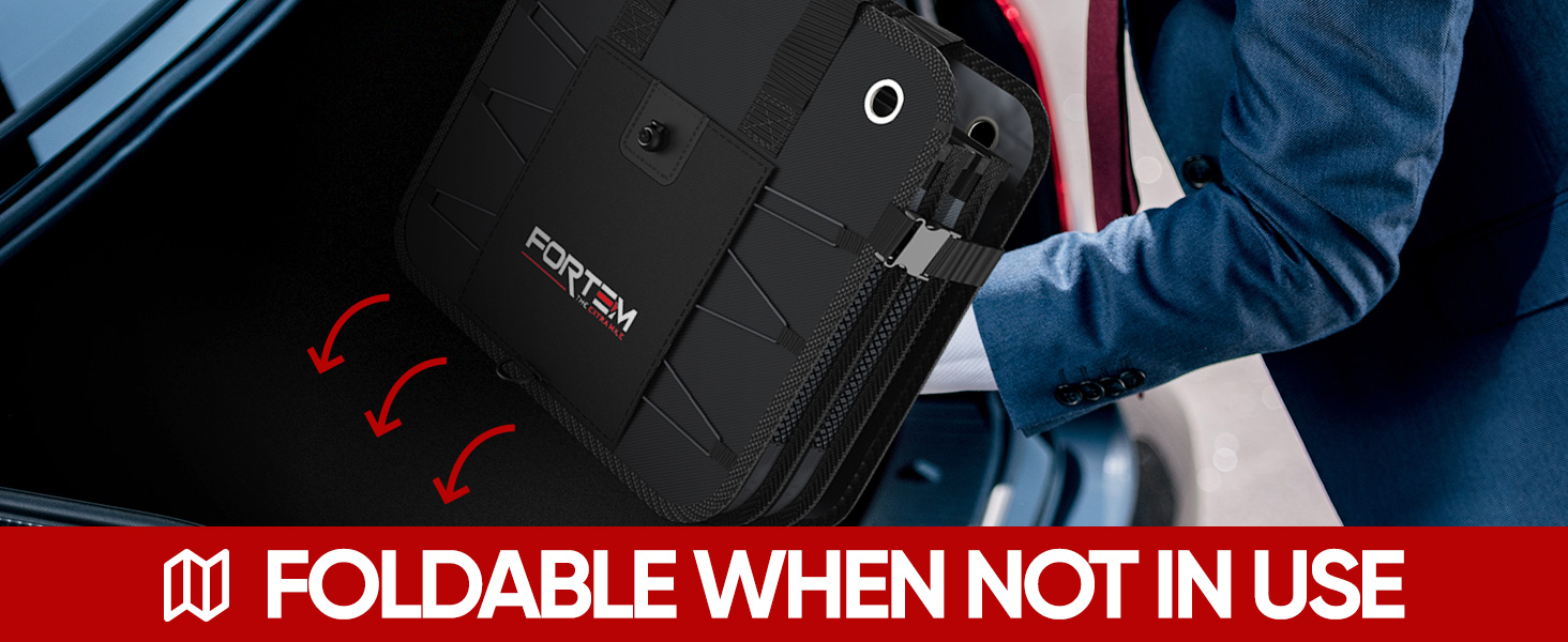 Save space with foldable organizer. When not in use, folds nicely into side of trunk.