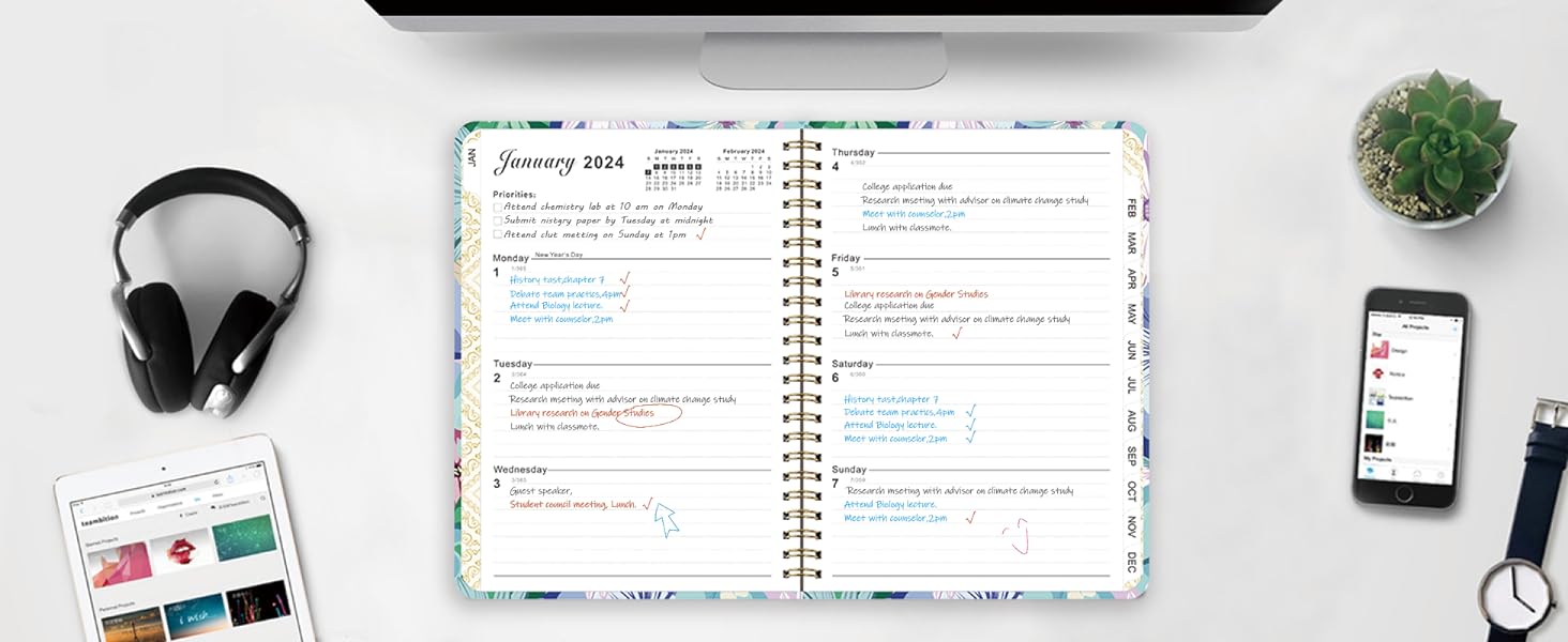 teacher planner diary weekly academic  monthly notebook 2024 diaries week to view moleskine