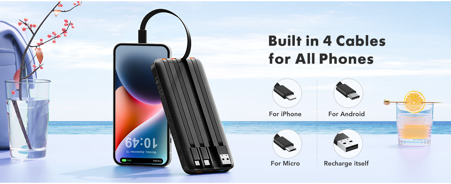 power bank with built in cables