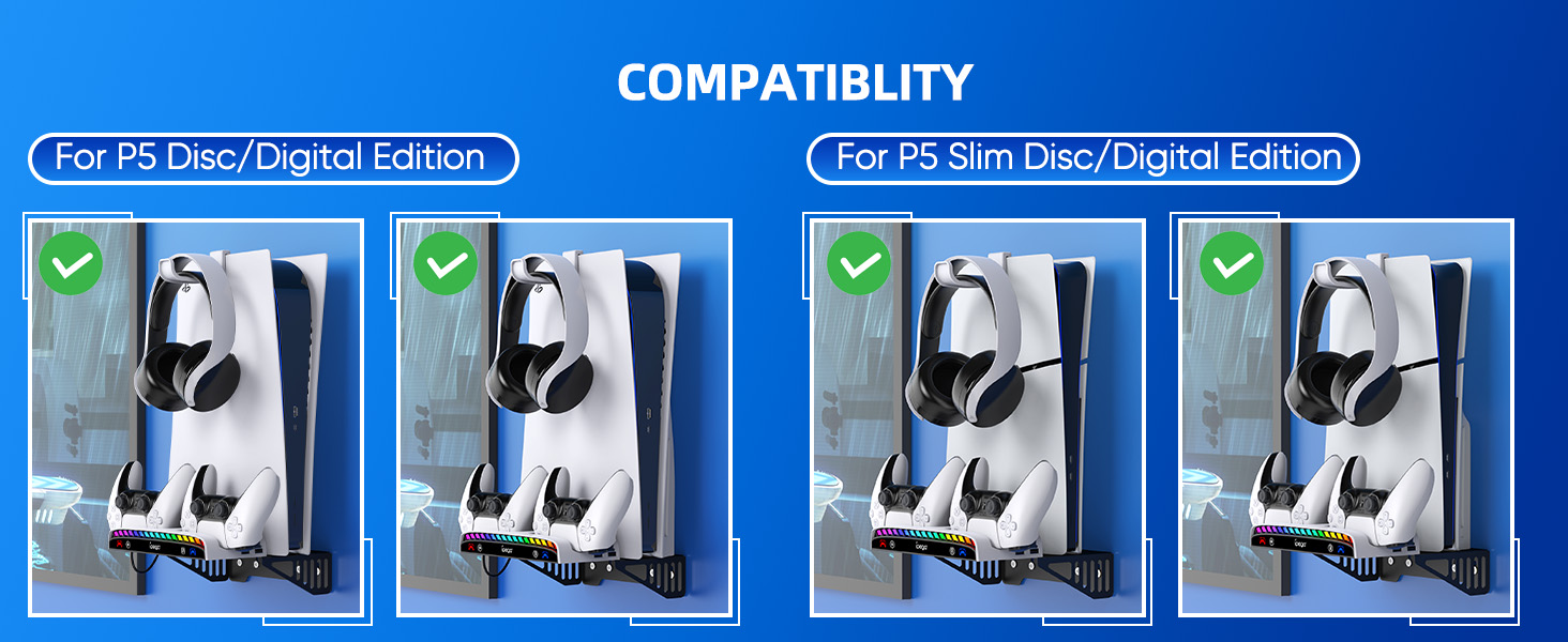 RGB Wall Mount for PS5 Slim 5