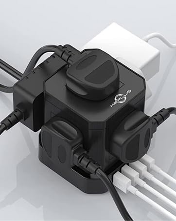 Extension Lead with Individual Switches, 4 Way Extension Lead with USB Slots, 2M Extension Cable,...