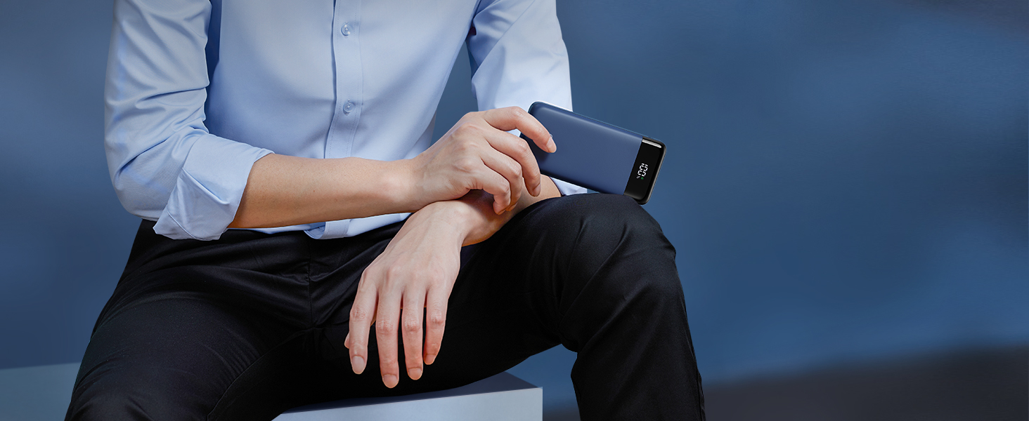 power bank with built in cables black