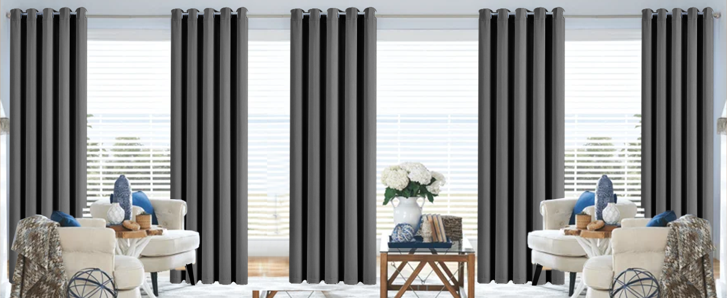 BLACKOUT EYELET CURTAIN GREY