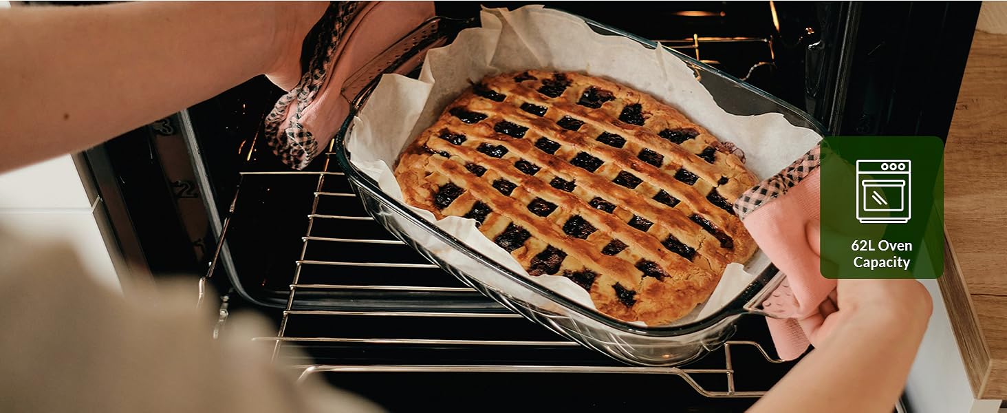 Willow electric cooker with 62litre oven capacity showing a pie being cooked