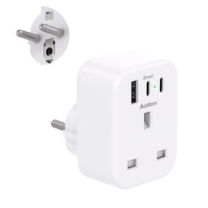 UK to European Adapter Plug with 3 USB Ports(2 USB C)