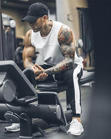 JustSun Mens Gym Shorts Sports Joggers Shorts with Zip Pockets