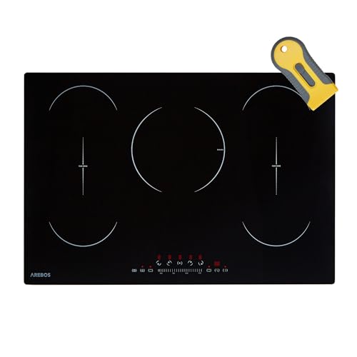 Arebos induction hob | 9800 W | 5 hobs with 2 flex zones | 77 cm | self-sufficient | with Sensor Touch