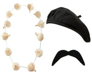 3pc French Fancy Dress Costume Accessories - French Costume for French Day Costume France Fancy Dress - With French Beret