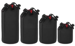 LUOCAI 4 Pack Lens Pouch Set Thick Lens Case for Protect Camera Len with Soft Plush Inside 4 Sizes Lens Pouch Bag Water Resistant for Canon