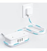 Extension Lead with USB Slots, NTONPOWER Compact Extension Lead Travel Extension Lead (3 USB-A Po...