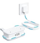 NTONPOWER Travel Extension Lead, Extension Lead with USB Slots, 1.2M Extension Cord Compact Exten...