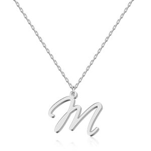 UMAGICBOX Personalized Initial Necklace - Handwritten Script Style Stainless Steel Minimalist jewelry - Non-Fading & Hypoallergenic - Gift Bag Included - 16" + 2" Extensio