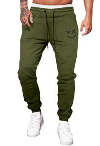 Meilicloth Mens Joggers Casual Cotton Pants Athletic Drawstring Jogger Sweatpants Trousers with Pockets Outdoor Jogging Workout Running Gym Regular Fi