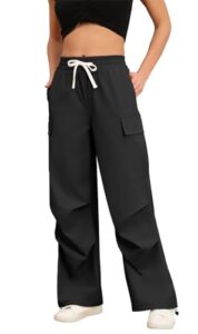 CHANGMU Cargo Trousers Women Wide Leg Elasticated High Waist Ladies Combat Pants Casual Joggers Work Bottoms with Pockets