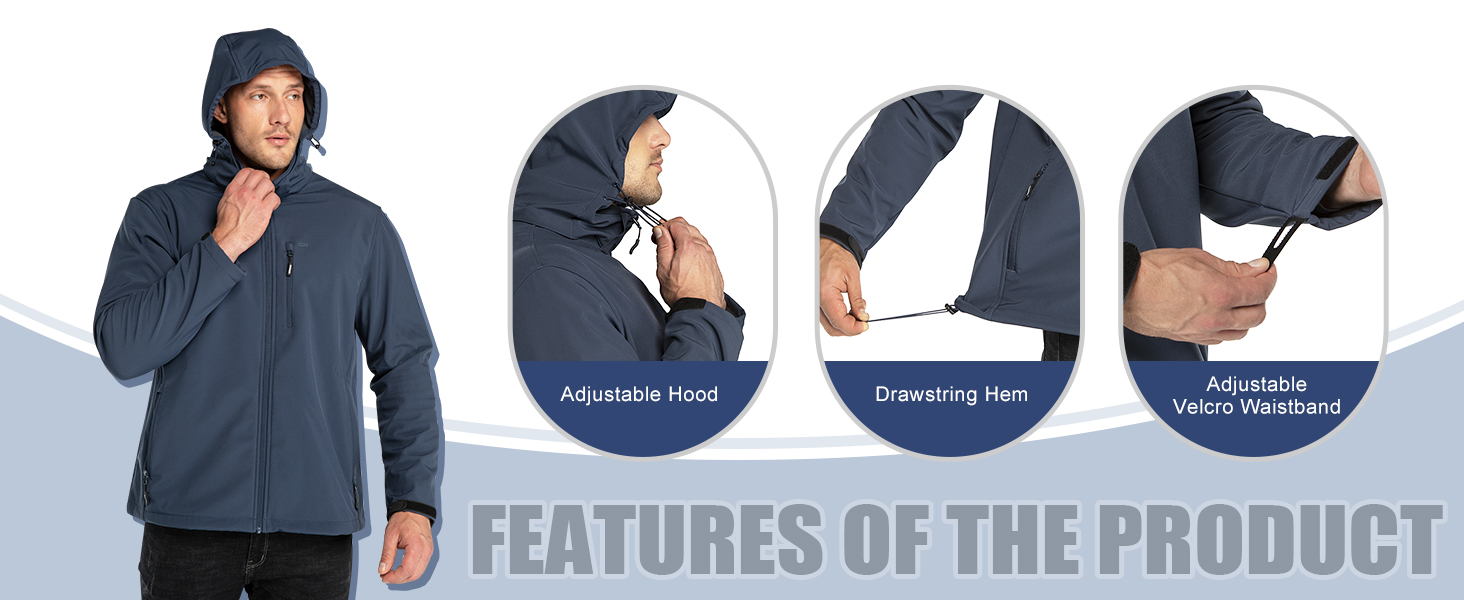 mens waterproof jackets softshell jacket work windproof pockets spring walking training running