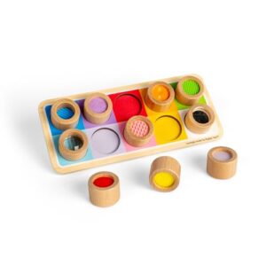 Bigjigs Toys Rainbow Sensory Board - 10pc Wooden Touch & Match Tray