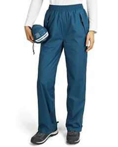 Outdoor Ventures Women's Waterproof Overtrousers Packable Lightweight Hiking Trousers Zipper Pockets Ladies Windproof Cycling Rain Pants for Stormbreak
