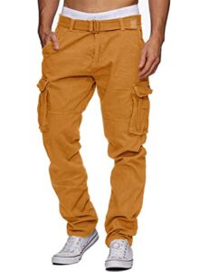 AlvaQ Cargo Work Trousers Mens Cotton Casual Work Pants Quick Dry Pants for Men Outdoor Pants Camping Hiking Trousers Loose Fit Multi Pockets 32-4