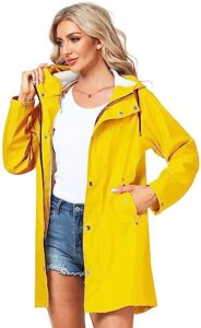 UNIQUEBELLA Raincoat for Women Rain Jackets Waterproof Breathable Windbreaker Outdoor Ladies Lightweight Coa