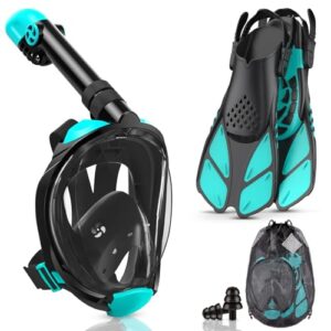 Snorkel Set Adults Full Face Snorkel Mask with Flippers