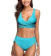 Voqeen One Piece Swimsuit Tummy Control Ruched Swimming Costume Halter V Neck Push Up Padded Bath...