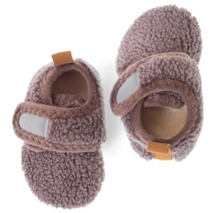 Dream Bridge Kids Sherpa Fleece Slippers with Anti-Slip Sole for Boys Girls