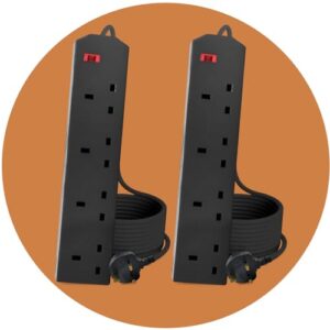 K-MART 4 Gang 2 Metre Extension Lead UK Pin Plug And Cable | 250v Power Adapter Multi Plug Extension Socket Strip For Home And Office | Wall Mountable Extension Cable | 3 Pin Extension Cords