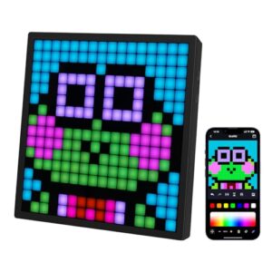 REYLAX Pixel Art Display 16x16 Programmable Digital Pixel Board Bluetooth APP Control Art Frame Digital Alarm Clock Gaming Accessories for Desk Wall Home Bedroom Room Decor Light Sig
