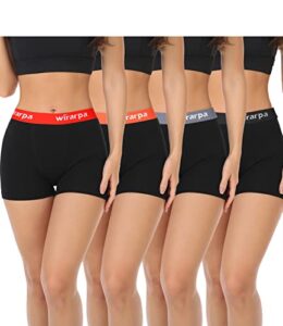 wirarpa Women's Cotton Boxer Briefs 3" Inseam Ladies Safety Boxer Shorts Anti Chafing Boyshorts Panties 4 Pack