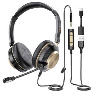 Wantek USB Headset with Microphone for PC Laptop