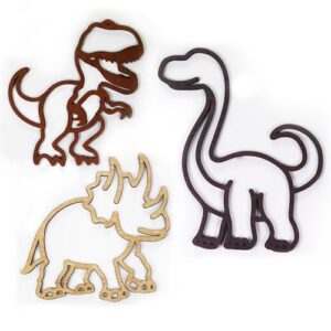 Dinosaur Animals Wooden Wall art Set of 3 - Dinosaur bedroom accessories for Newborn Baby